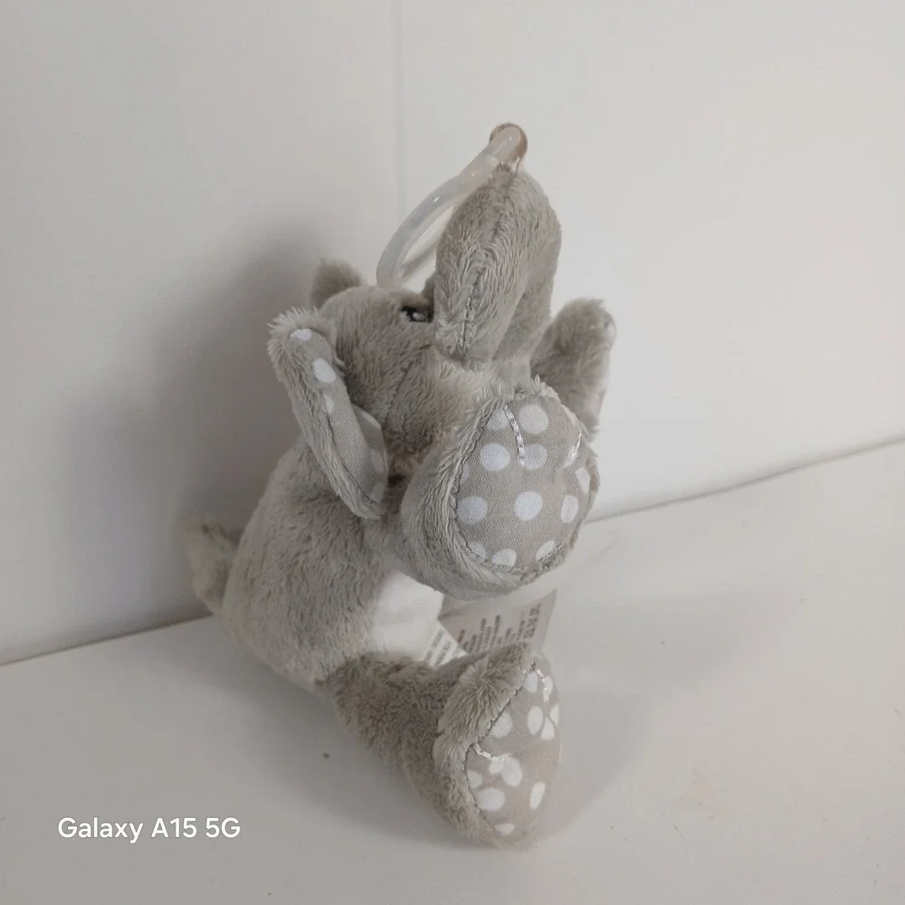 Nookums Paci-Plushies Buddies Gray Ella Elephant Baby Pacifier Holder EUC Passy